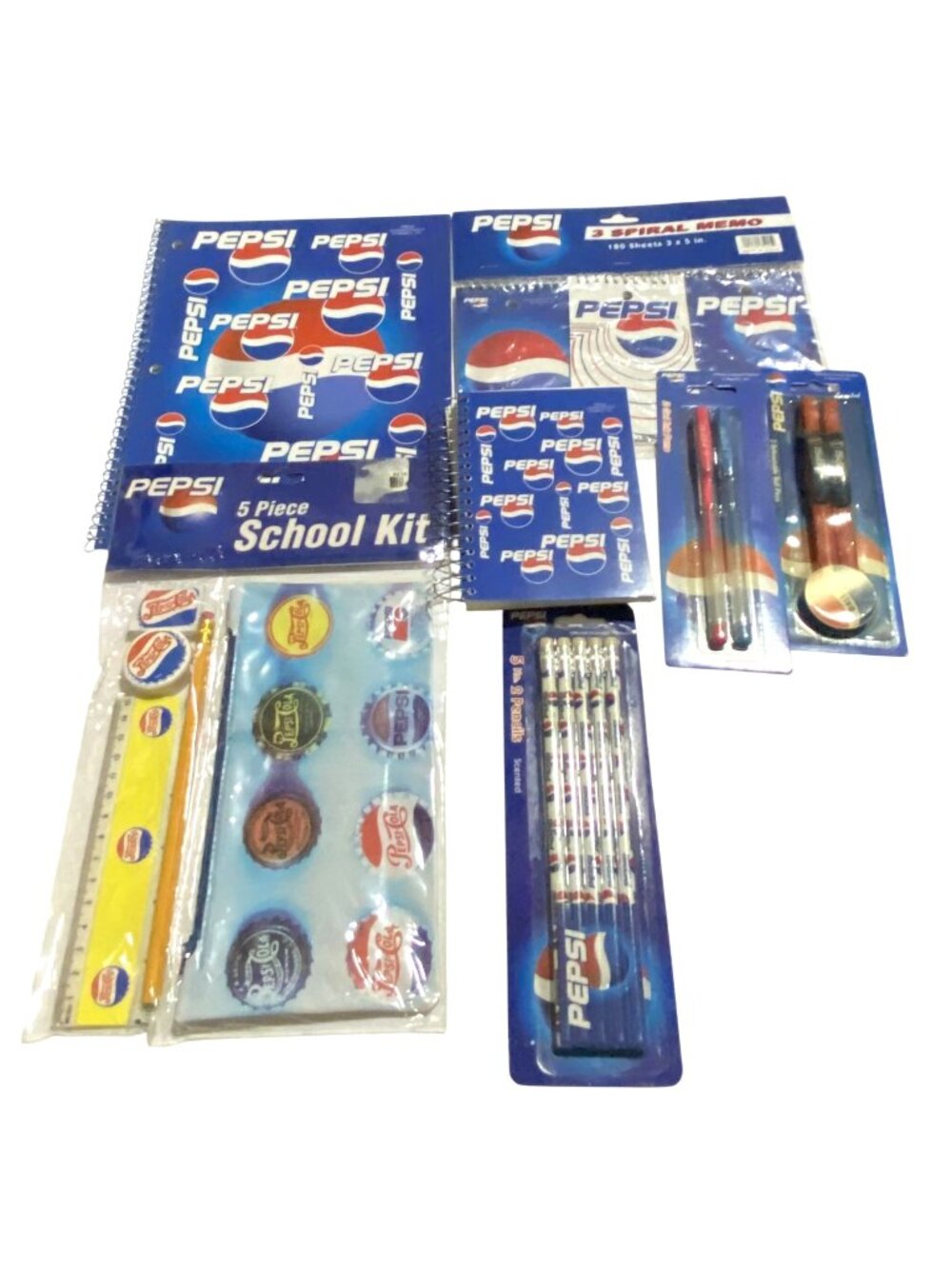 Pepsi Branded School Office Supplies Set Notebooks Pencils Scented Pens Vintage